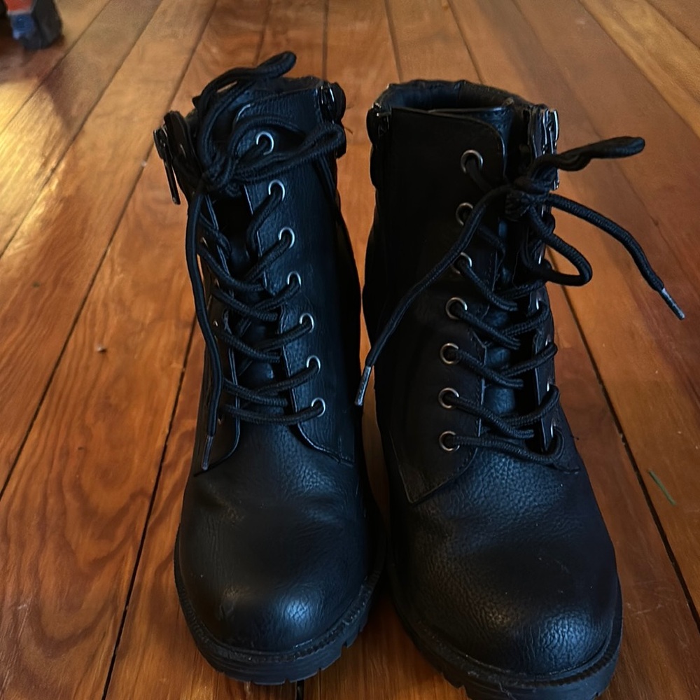 Black Lace-Up Ankle Boots